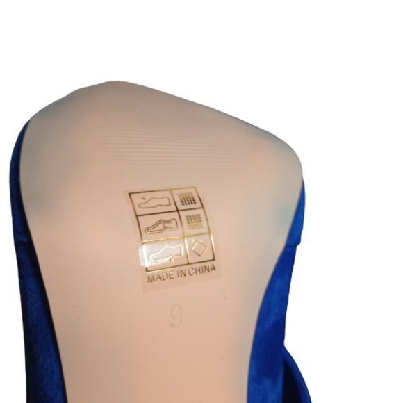 Vivianly Womens Pointed Toe Stiletto Heel Rhinestones Mid-Calf Boots Size 9 Blue - Picture 8 of 10